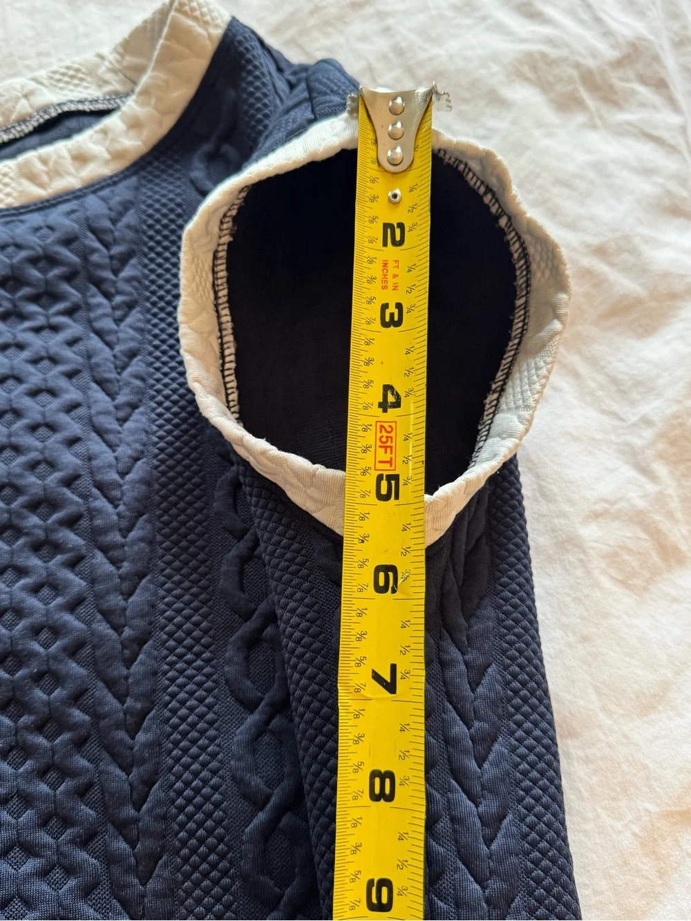 Matching Set Navy Cable-Knit Shorts and Tank White Trim Similar to Varley